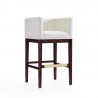 Manhattan Comfort Kingsley 38 in. Ivory and Dark Walnut Beech Wood Barstool