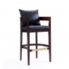 Manhattan Comfort Ritz 38 in. Black and Dark Walnut Beech Wood Barstool
