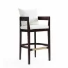 Manhattan Comfort Ritz 38 in. Ivory and Dark Walnut Beech Wood Barstool - Manhattan Comfort Ritz 38 in. Ivory and Dark Walnut Beech Wood Barstool