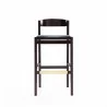 Manhattan Comfort Klismos 40.75 in. Black and Dark Walnut Beech Wood Barstool Front - Manhattan Comfort Klismos 40.75 in. Black and Dark Walnut Beech Wood Barstool Front