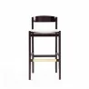 Manhattan Comfort Klismos 40.75 in. Ivory and Dark Walnut Beech Wood Barstool Front - Manhattan Comfort Klismos 40.75 in. Ivory and Dark Walnut Beech Wood Barstool Front