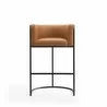 Manhattan Comfort Cosmopolitan 37.8 in. Camel and Black Metal Barstool Front - Manhattan Comfort Cosmopolitan 37.8 in. Camel and Black Metal Barstool Front