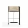 Manhattan Comfort Cosmopolitan 37.8 in. Cream and Black Metal Barstool Front  - Manhattan Comfort Cosmopolitan 37.8 in. Cream and Black Metal Barstool Front 