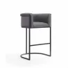 Manhattan Comfort Cosmopolitan 37.8 in. Grey and Black Metal Barstool - Manhattan Comfort Cosmopolitan 37.8 in. Grey and Black Metal Barstool