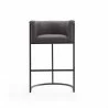 Manhattan Comfort Cosmopolitan 37.8 in. Pebble and Black Metal Barstool Front - Manhattan Comfort Cosmopolitan 37.8 in. Pebble and Black Metal Barstool Front