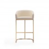 Manhattan Comfort Louvre 40 in. Cream and Titanium Gold Stainless Steel Barstool Front