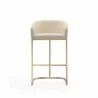 Manhattan Comfort Louvre 40 in. Cream and Titanium Gold Stainless Steel Barstool Front - Manhattan Comfort Louvre 40 in. Cream and Titanium Gold Stainless Steel Barstool Front