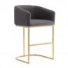Manhattan Comfort Louvre 40 in. Grey and Black Stainless Steel Barstool