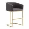 Manhattan Comfort Louvre 40 in. Grey and Black Stainless Steel Barstool - Manhattan Comfort Louvre 40 in. Grey and Black Stainless Steel Barstool