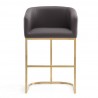 Manhattan Comfort Louvre 40 in. Grey and Black Stainless Steel Barstool Front