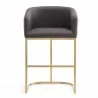 Manhattan Comfort Louvre 40 in. Grey and Black Stainless Steel Barstool Front - Manhattan Comfort Louvre 40 in. Grey and Black Stainless Steel Barstool Front