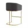 Manhattan Comfort Louvre 40 in. Grey and Black Stainless Steel Barstool - Manhattan Comfort Louvre 40 in. Grey and Black Stainless Steel Barstool