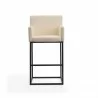 Manhattan Comfort Ambassador 42 in. Cream and Black Metal Barstool Front - Manhattan Comfort Ambassador 42 in. Cream and Black Metal Barstool Front