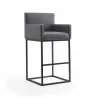 Manhattan Comfort Ambassador 42 in. Grey and Black Metal Barstool - Manhattan Comfort Ambassador 42 in. Grey and Black Metal Barstool