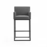 Manhattan Comfort Ambassador 42 in. Grey and Black Metal Barstool Front - Manhattan Comfort Ambassador 42 in. Grey and Black Metal Barstool Front