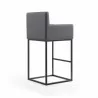 Manhattan Comfort Ambassador 42 in. Grey and Black Metal Barstool Back Angle - Manhattan Comfort Ambassador 42 in. Grey and Black Metal Barstool Back Angle