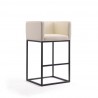 Manhattan Comfort Embassy 38 in. Cream and Black Metal Barstool