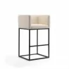 Manhattan Comfort Embassy 38 in. Cream and Black Metal Barstool - Manhattan Comfort Embassy 38 in. Cream and Black Metal Barstool