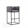 Manhattan Comfort Embassy 38 in. Grey and Black Metal Barstool 
