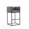 Manhattan Comfort Embassy 38 in. Grey and Black Metal Barstool  - Manhattan Comfort Embassy 38 in. Grey and Black Metal Barstool 