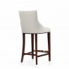 Manhattan Comfort Modern Shubert Barstool Upholstered Leatherette with Beech Wood Legs Ivory Back Angle