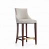 Manhattan Comfort Modern Shubert Barstool Upholstered Leatherette with Beech Wood Legs Light Grey Front