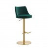 Carter Barstool With Adjustable Height And Swivel in Blue Velvet Seat in Rose Gold Base - Angled