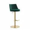Carter Barstool With Adjustable Height And Swivel in Blue Velvet Seat in Rose Gold Base - Angled - Carter Barstool With Adjustable Height And Swivel in Blue Velvet Seat in Rose Gold Base - Angled