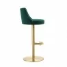 Carter Barstool With Adjustable Height And Swivel in Green Velvet Seat in Gold Base - Side - Carter Barstool With Adjustable Height And Swivel in Green Velvet Seat in Gold Base - Side