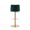Carter Barstool With Adjustable Height And Swivel in Green Velvet Seat in Gold Base - Back