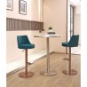 Carter Barstool With Adjustable Height And Swivel in Blue Velvet Seat in Rose Gold Base - Lifestyle