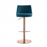 Carter Barstool With Adjustable Height And Swivel in Blue Velvet Seat in Rose Gold Base - Front