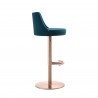 Carter Barstool With Adjustable Height And Swivel in Blue Velvet Seat in Rose Gold Base - Side