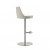 Carter Barstool With Adjustable Height And Swivel in Light Grey Faux Leather and Brushed Stainless Steel Base - Side