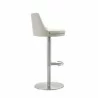 Carter Barstool With Adjustable Height And Swivel in Light Grey Faux Leather and Brushed Stainless Steel Base - Side - Carter Barstool With Adjustable Height And Swivel in Light Grey Faux Leather and Brushed Stainless Steel Base - Side