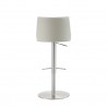 Carter Barstool With Adjustable Height And Swivel in Light Grey Faux Leather and Brushed Stainless Steel Base - Back