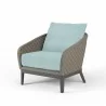 Marbella Club Chair in Dupione Celeste, No Welt - Front Side Angle - Marbella Club Chair in Dupione Celeste, No Welt - Front Side Angle