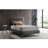 Whiteline Modern Living Liz Twin Bed With Fully Upholstered Dark Gray Faux Leather and Chrome Legs - Lifestyle