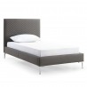 Whiteline Modern Living Liz Twin Bed With Fully Upholstered Dark Gray Faux Leather and Chrome Legs - Angled