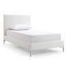 Whiteline Modern Living Liz Twin Bed With Fully Upholstered White Faux Leather and Chrome Legs - Angled
