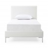 Whiteline Modern Living Liz Twin Bed With Fully Upholstered White Faux Leather and Chrome Legs - Front