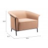 Burry Accent Chair in Tan - Seat Dimensions