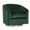 Sunpan Hazel Swivel Lounge Chair in Gold - Deep Green Sky - Front Side Angle - Sunpan Hazel Swivel Lounge Chair in Gold - Deep Green Sky - Front Side Angle