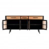 Nova Solo Nordic Rattan Boat Wood & Iron Buffet - 5 Doors, 3 Drawers - Front Opened Angle