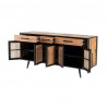 Nova Solo Nordic Rattan Boat Wood & Iron Buffet - 5 Doors, 3 Drawers - Front Side Opened Angle