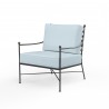 Provence Club Chair in Canvas Skyline w/ Self Welt - Front Side Angle