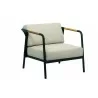 Alfresco Home Elle Belt Deep Seating Lounge Chair w/ Teak Arm Rests | Cushions Inclusive - Front Side Angle - Alfresco Home Elle Belt Deep Seating Lounge Chair w/ Teak Arm Rests | Cushions Inclusive - Front Side Angle
