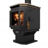 Catalyst Wood Stove With Soapstone Top - Black Door - Right angled