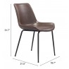 Byron Dining Chair Brown - Seat Dimensions