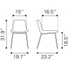 Byron Dining Chair Gray - Dimensions